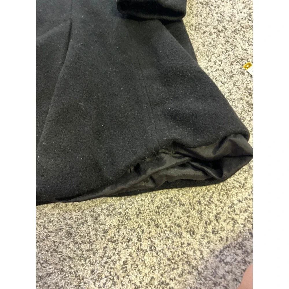 Marvin‎ Richards Black Hooded 100% Wool Overcoat Button Front USA Womens Medium